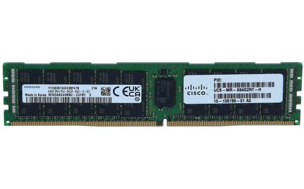 Cisco - UCS-MR-X64G2RT-H - 64GB (1X64GB) 2RX4 PC4-23400Y-R DDR4-2933MHZ MEMORY KIT
