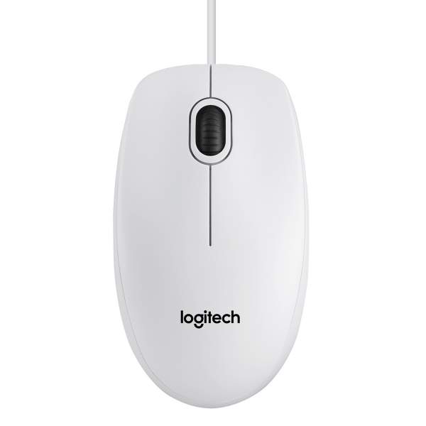 Logitech - 910-003360 - B100 - Mouse - right and left-handed - optical - 3 buttons - wired - USB - white
