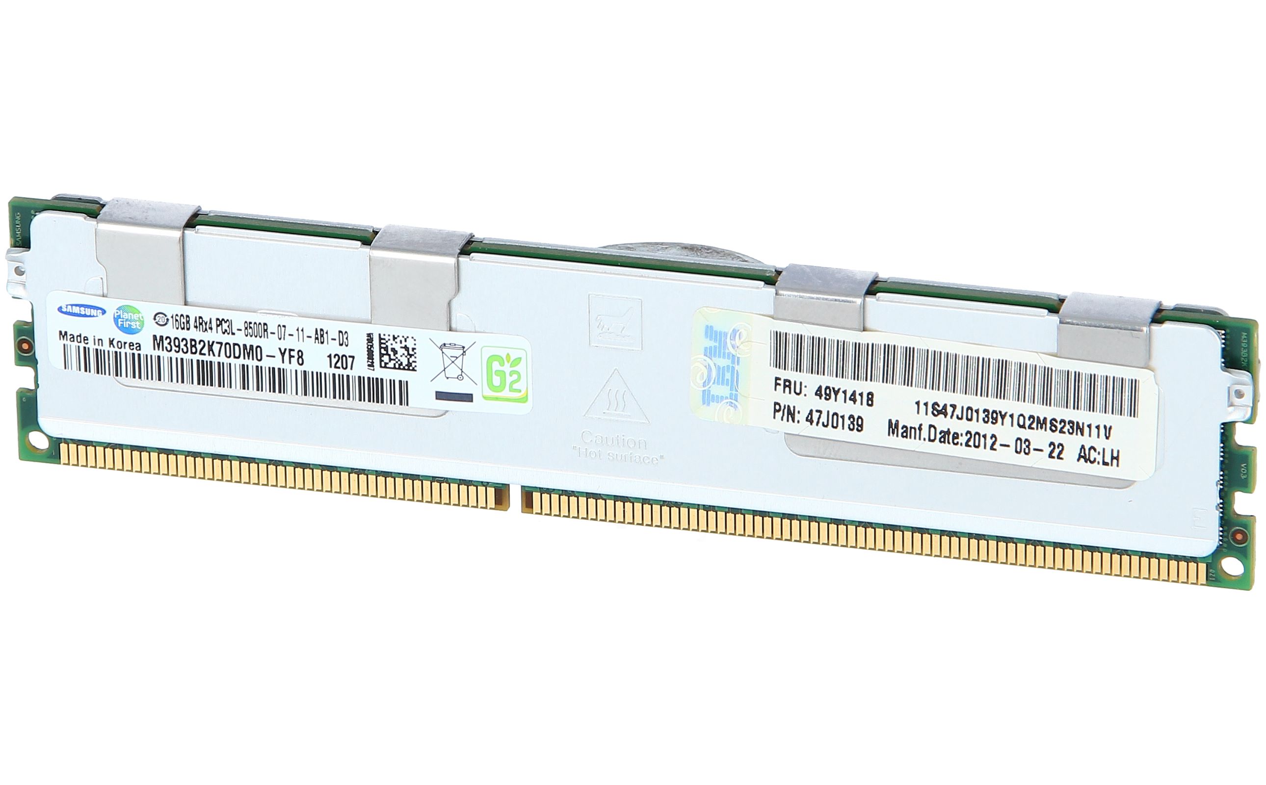 x3620 M3 7376 49Y1418 16GB PC3L-8500 DDR3-1066 Memory IBM System x3550 M3 7944 