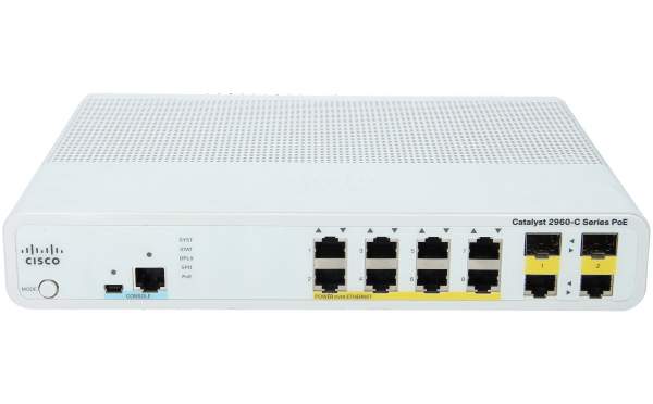 Cisco - WS-C2960C-8PC-L - Catalyst 2960C Switch 8 FE PoE, 2 x Dual Uplink, Lan Base