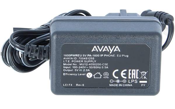 Avaya - 700451255 - POWER ADAPTER FOR 1600 IP PHONES 5V EU